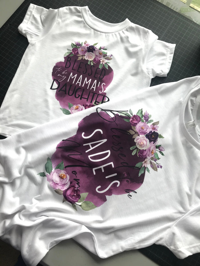 blessed-mama-and-blessed-daughter-mommy-and-me-mothers-day-tee-shirt-purple-floral-its my party kids boutique