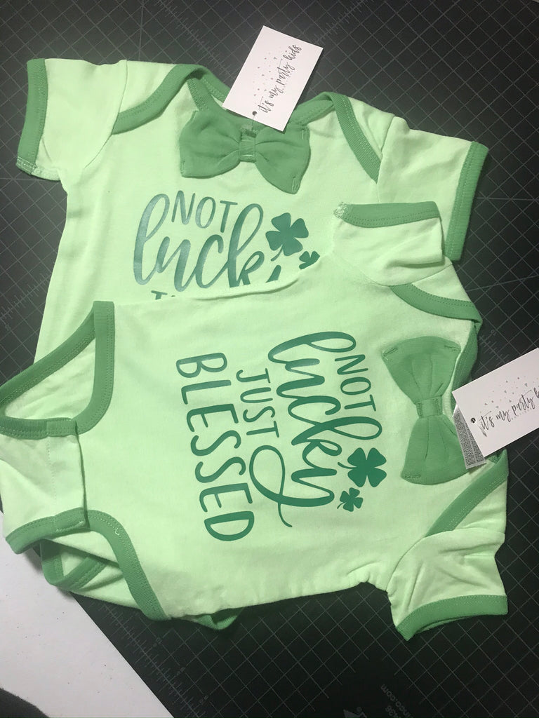 not-lucky-just-blessed-st-patricks-pattys-day-green-bowtie-baby-onesie-2-It's My Party Kids Boutique