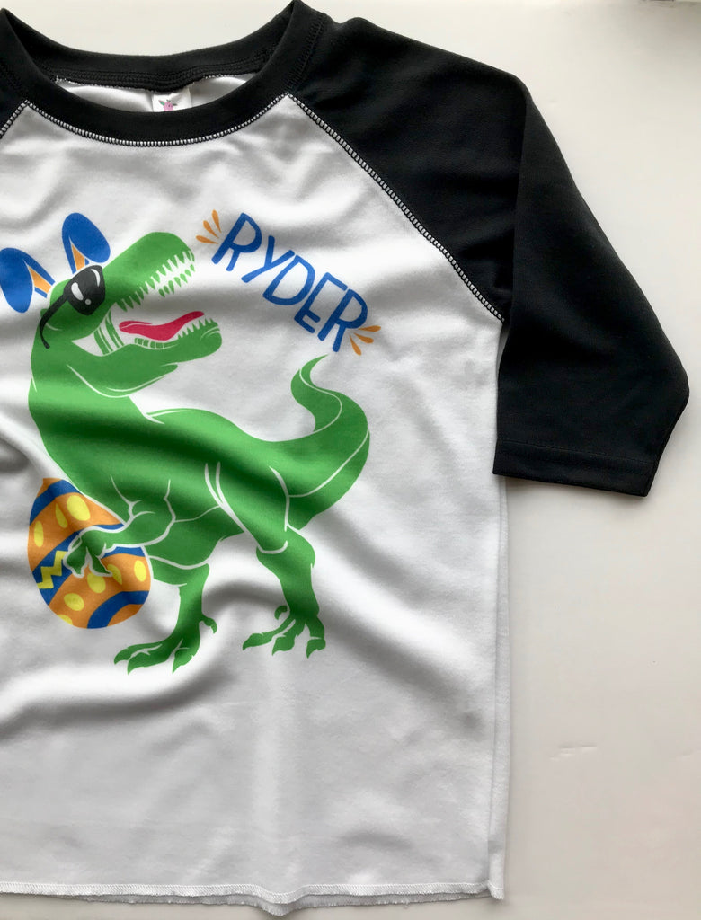 easter-egg-dinosuar-trex-personalized-raglan-tee-shirt-2-it's my party kids boutique