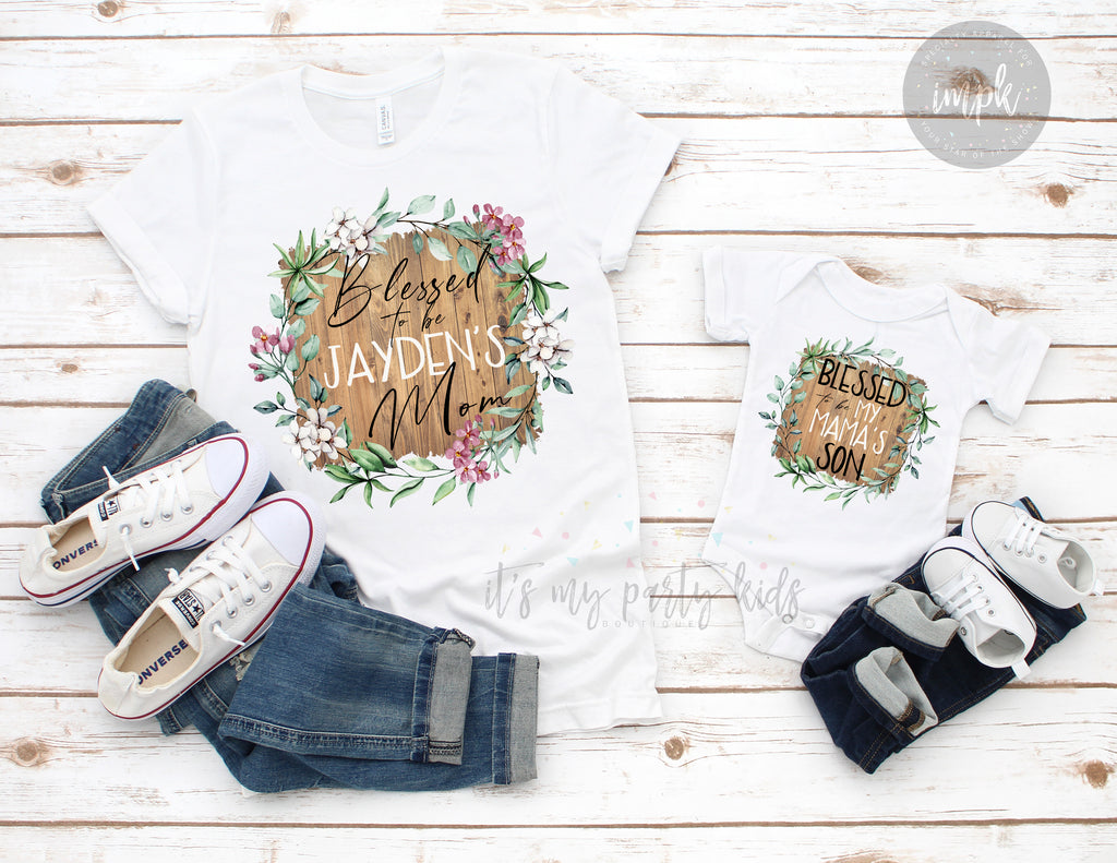 blessed-boy-mom-personalized-name-wood-grain-tee-shirt-mommy-and-me-mothers-day-it's my party kids boutique-3