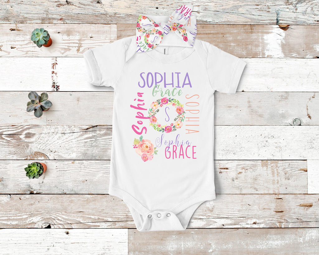 personalized-name-floral-baby-bodysuit-onesie-and-headband-matching-set-2-its my party kids boutique