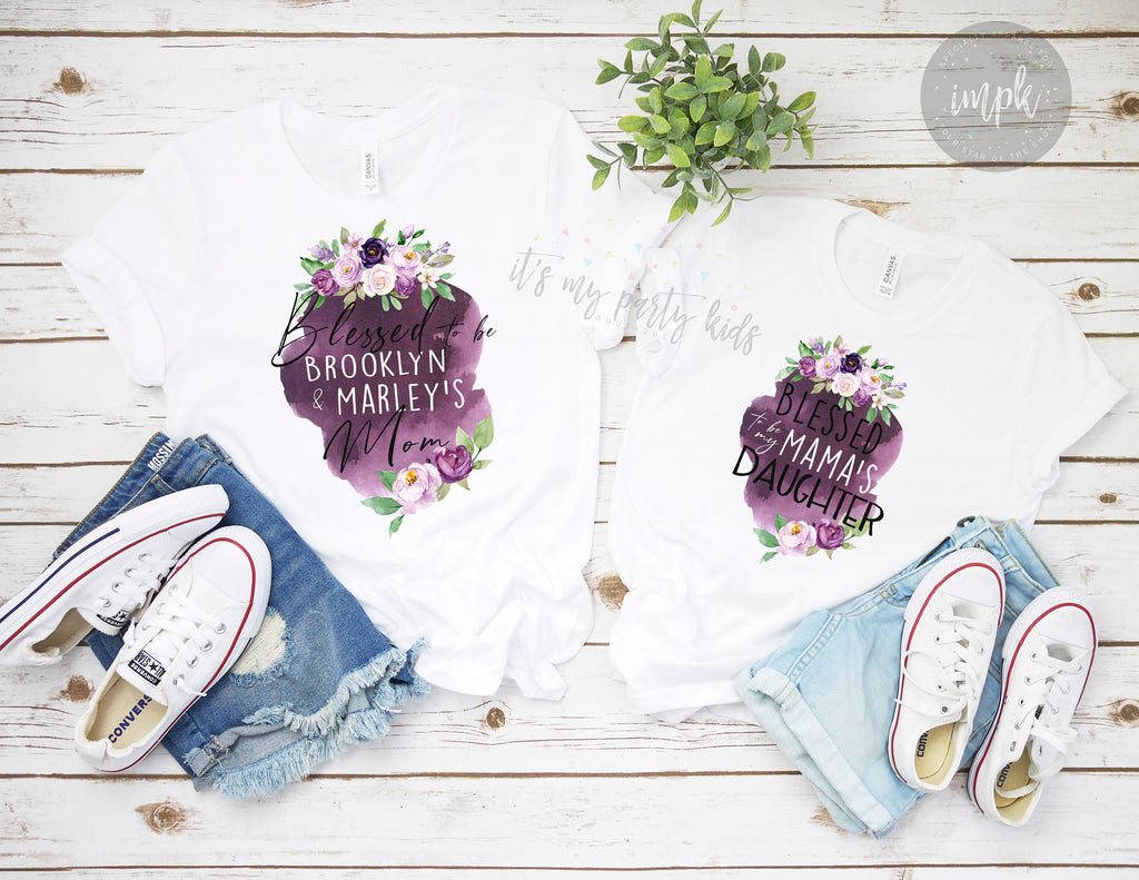 blessed-mama-mommy-and-me-watercolor-floral-personalized-name-mothers-day-tee-shirt-it's my party kids boutique-4
