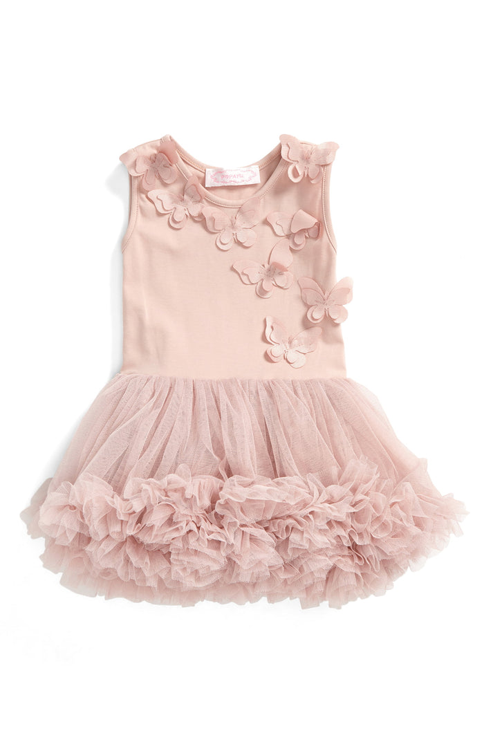 Dusty Pink Butterfly Ruffle Dress, Onesie - itsmypartykids