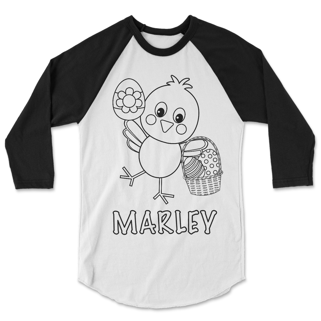 easter-basket-chick-personalized-custom-name-kids-coloring-tee-shirt-3-its my party kids boutique
