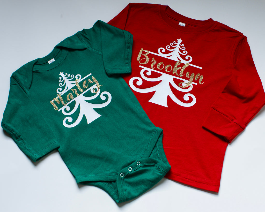 personalized-name-christmas-tree-holiday-kids-tee-shirt-baby-onesie-4-its my party kids boutique
