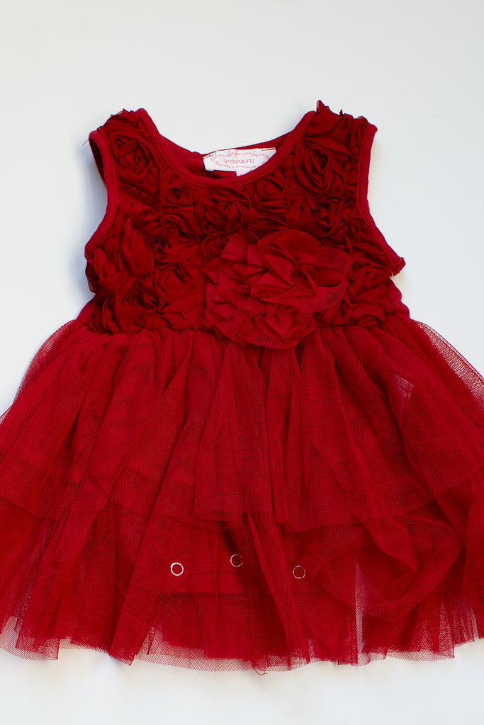 red rosette onesie tutu dress holiday red dress - its my party kids boutique