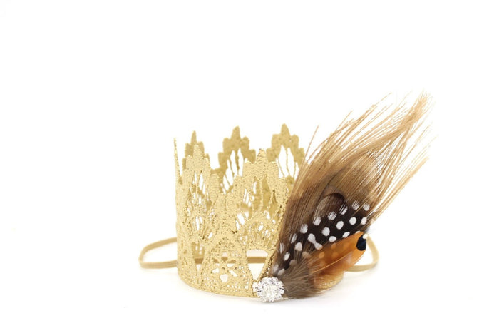 Feather Princess Gold Mini Crown, CROWNS - itsmypartykids