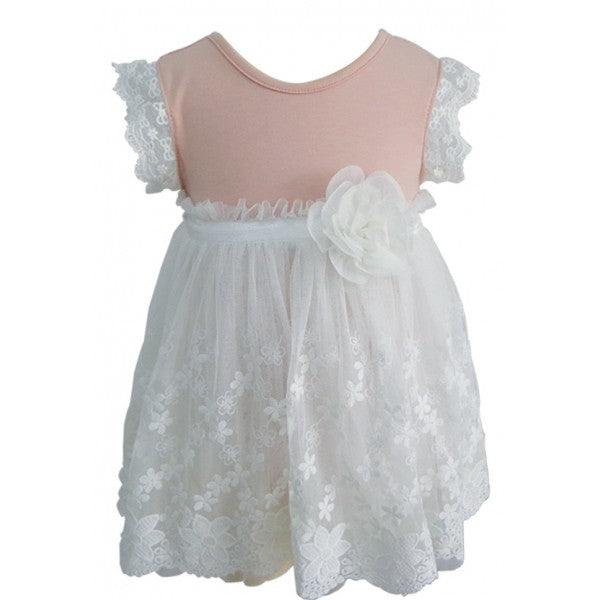 Dusty Pink and Ivory Lace Ruffle Dress, Onesie - itsmypartykids