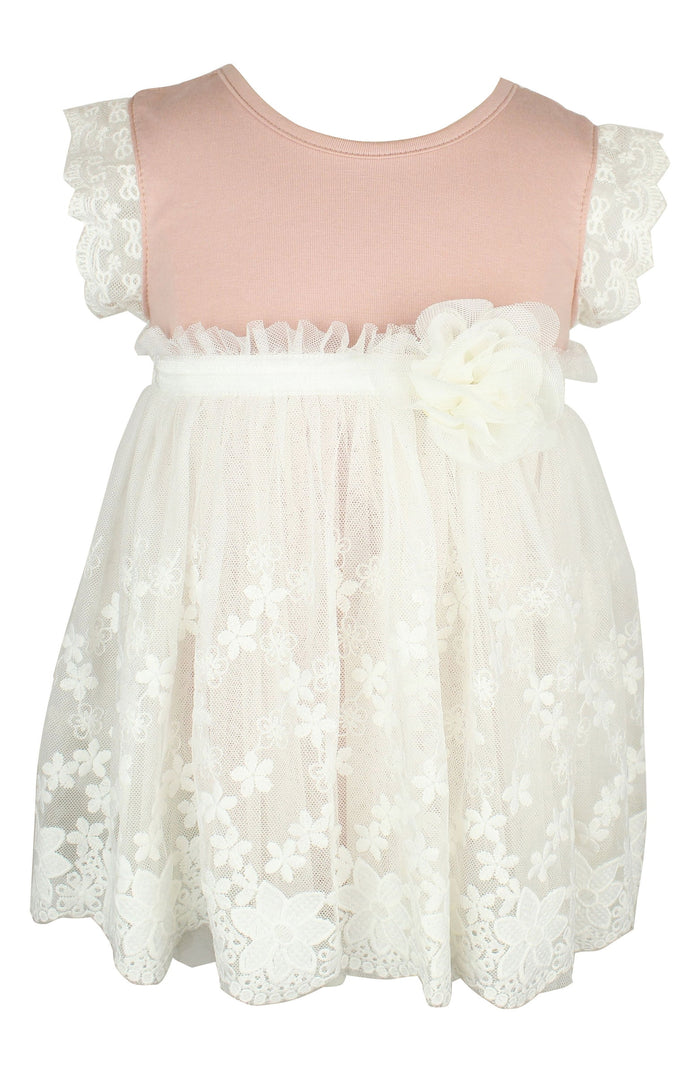 Dusty Pink and Ivory Lace Ruffle Dress, Onesie - itsmypartykids