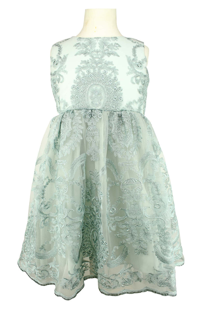 Dusty Mint Embroidered Dress, Onesie - itsmypartykids