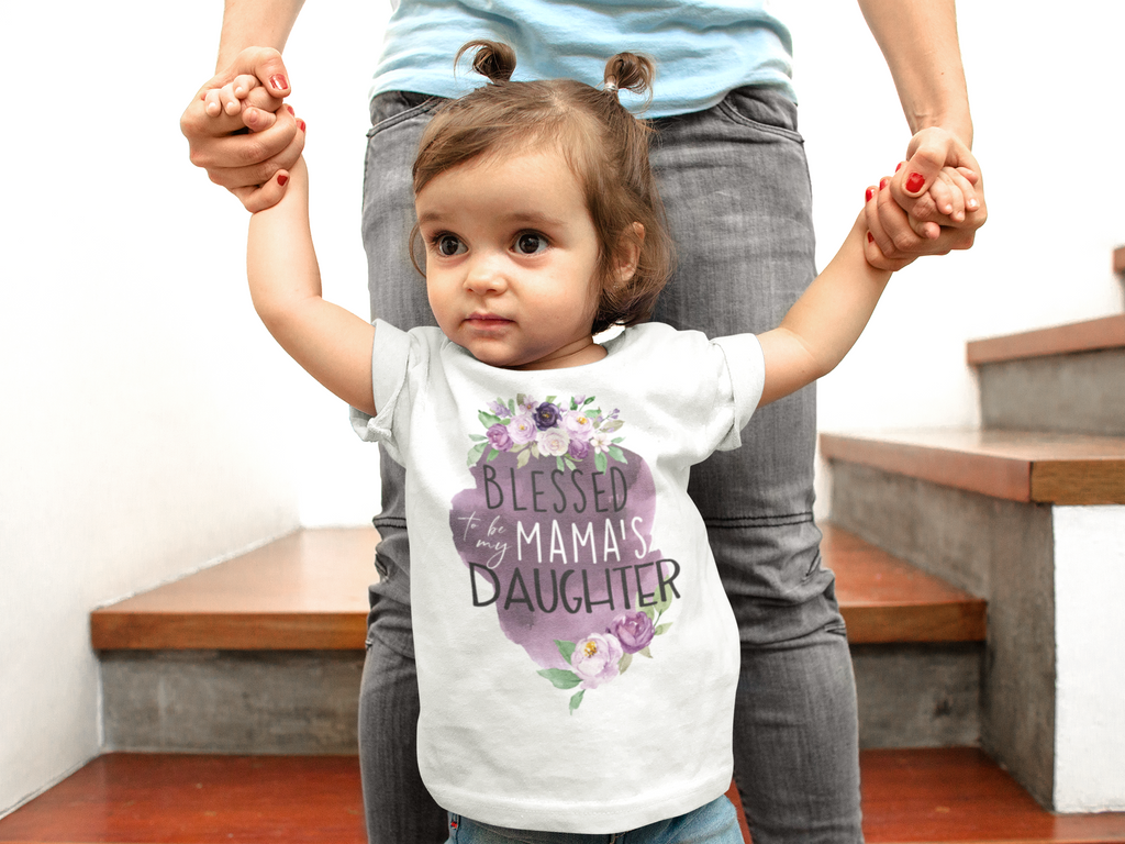 toddler-girl-wearing-blessed-to-be-my-mamas-daughter-tee-shirt-its my party kids boutique