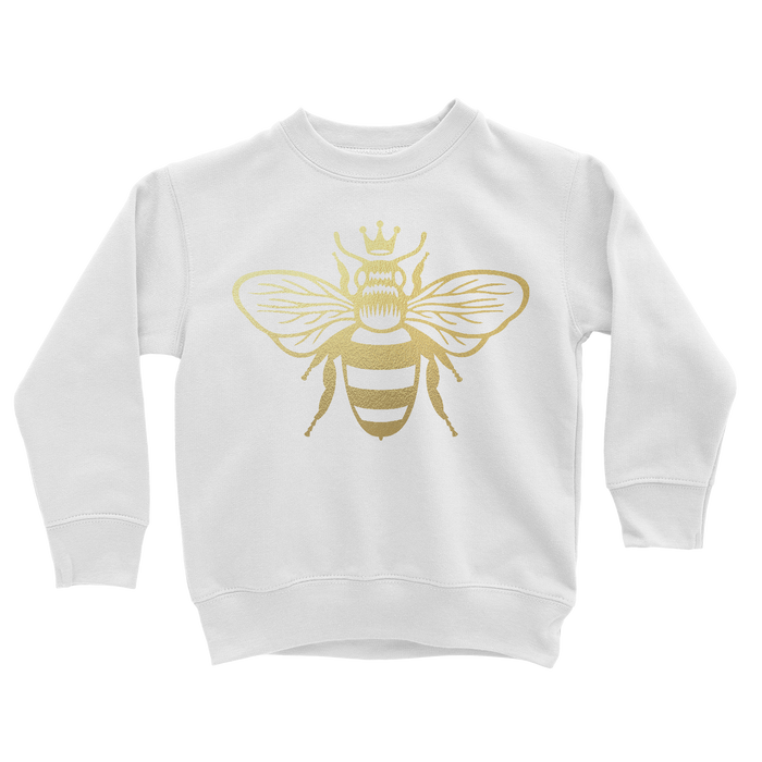 kids-sweatshirt-metallic-gold-queen-bee-front-its my party kids boutique